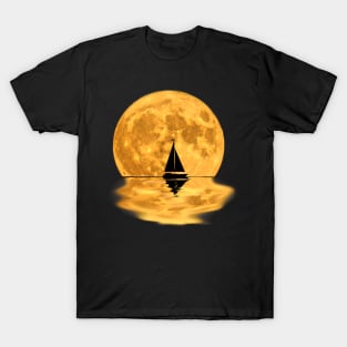 Sailboat night cruise boating sailing full moon T-Shirt